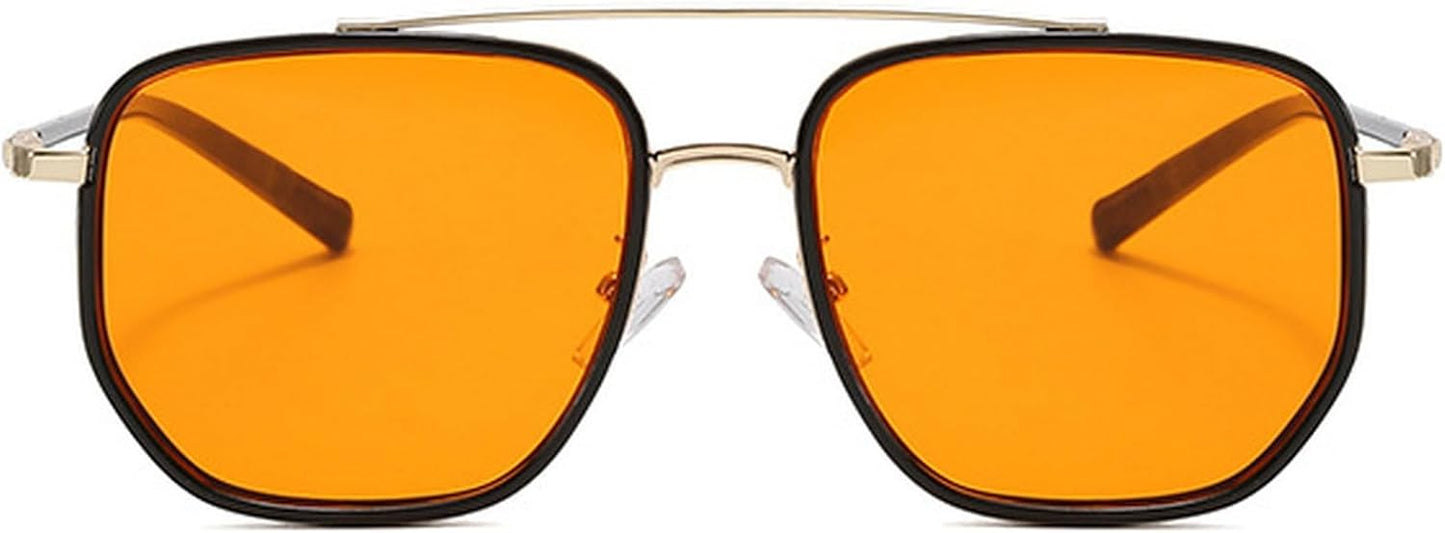 CZTICLE® Vintage Square Oversized Pilot Sunglasses for Women Men Double Bridge Sun Glasses 70s Trendy Stylish Shades