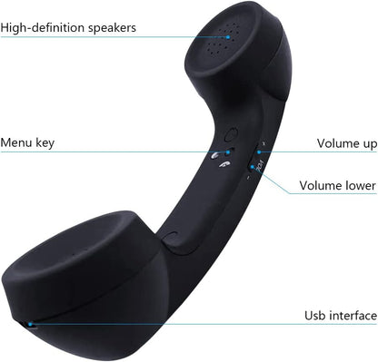 CILIFER® Retro Phone Handset with Wireless Bluetooth and USB Handsets for Cell Phones Radiation-Proof Comfortable Call.