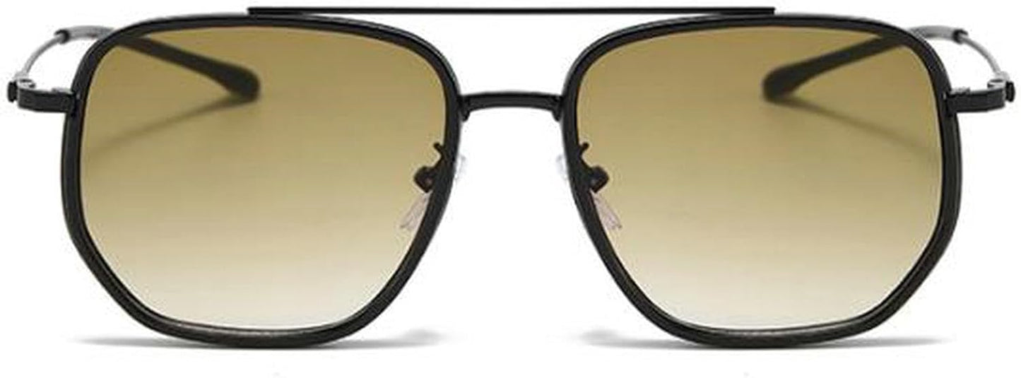 CZTICLE® Vintage Square Oversized Pilot Sunglasses for Women Men Double Bridge Sun Glasses 70s Trendy Stylish Shades