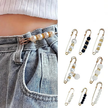 8-Piece Pearl Brooch Pin Set - Decorative Mixed-Style Fasteners for Cardigans & Dresses