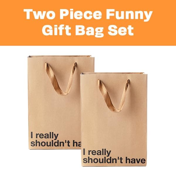 CILIFER® MilkToast Brands Funny Gift Bags. 11 x 8 x 4 Size. Just Smile And Say You Love It. Pack of 2 Brown Kraft Paper Bags with Sarcastic Phrases. Funny Gift Bags for Christmas and White Elephant Gifts