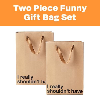 CILIFER® MilkToast Brands Funny Gift Bags. 11 x 8 x 4 Size. Just Smile And Say You Love It. Pack of 2 Brown Kraft Paper Bags with Sarcastic Phrases. Funny Gift Bags for Christmas and White Elephant Gifts