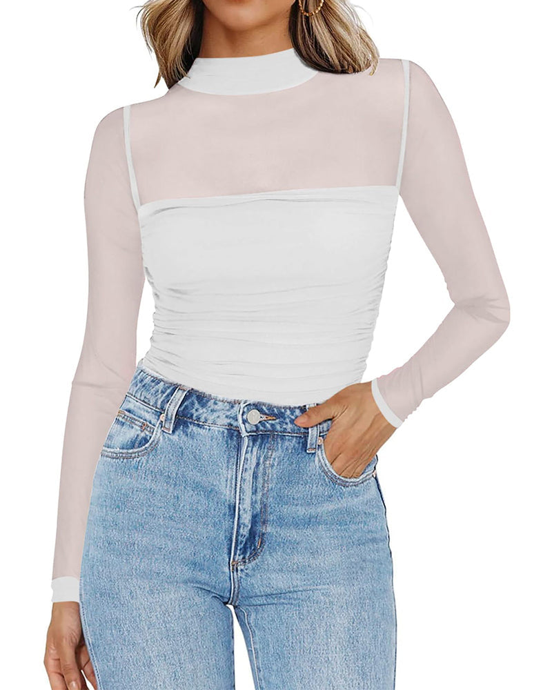 Women Long Sleeve Bodysuit Turtle Neck Shapewear