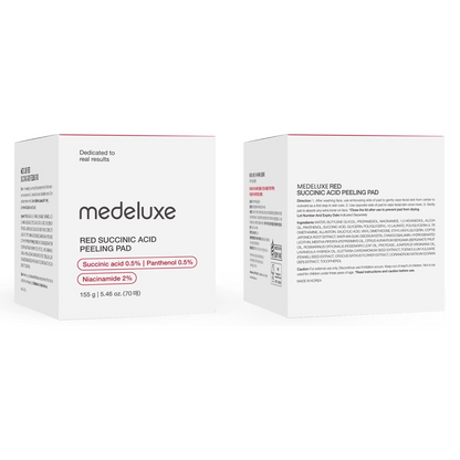 LUHAKA® Red Succinic Acid Panthenol Facial Peeling Pads - Exfoliating Toner Pads for Breakout-Prone Skin with Niacinamide. AHA. BHA. and Soothing Panthenol - Non-Comedogenic