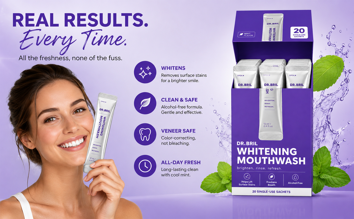 DR. BRIL Purple Mouthwash for Teeth Whitening - Color Correcting Mouthwash Sachets（20PCS)