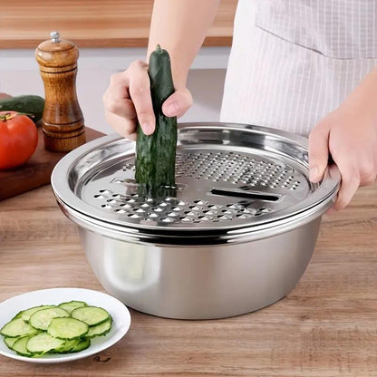Multifunctional Stainless Steel Basin Set – 3-Piece Kitchen Essential