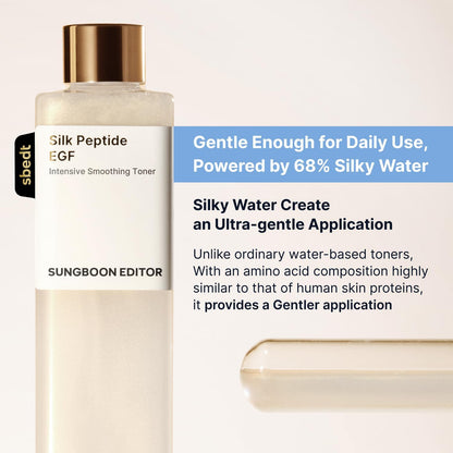 SUNGBOON EDITOR Silk Peptide EGF Facial Toner with Copper Peptides for Sensitive Skin. Moisture & Smoothing Care for fine Lines. Firm-Looking Radiance. Korean Skincare 10.14 fl oz