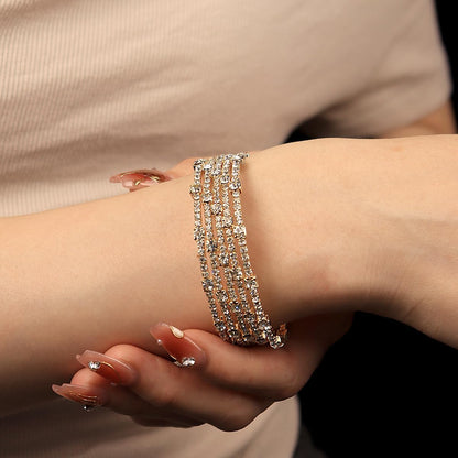 CZTICLE®Shining Layered Crystal Bracelet Cuff for Women Vintage Rhinestone Half Open Cuff Bangle Wrist Bracelet Bride Wedding Bracelet Jewelry