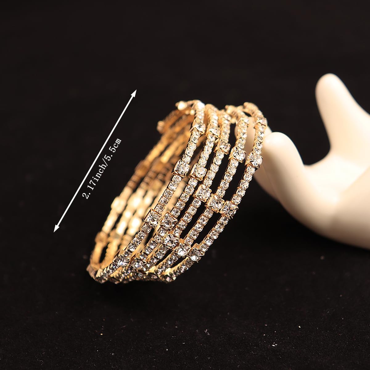 CZTICLE®Shining Layered Crystal Bracelet Cuff for Women Vintage Rhinestone Half Open Cuff Bangle Wrist Bracelet Bride Wedding Bracelet Jewelry