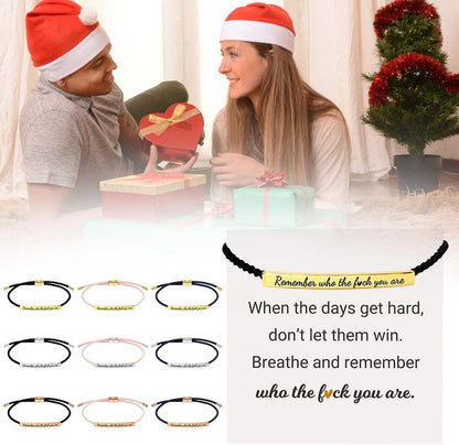 CILIFER® Remember Who The You Are Motivational Tube Bracelet.Personalized Adjustable Braided Rope Bracelets. Engraved Handmade Bracelet. Unique Christmas Gift for Women Men