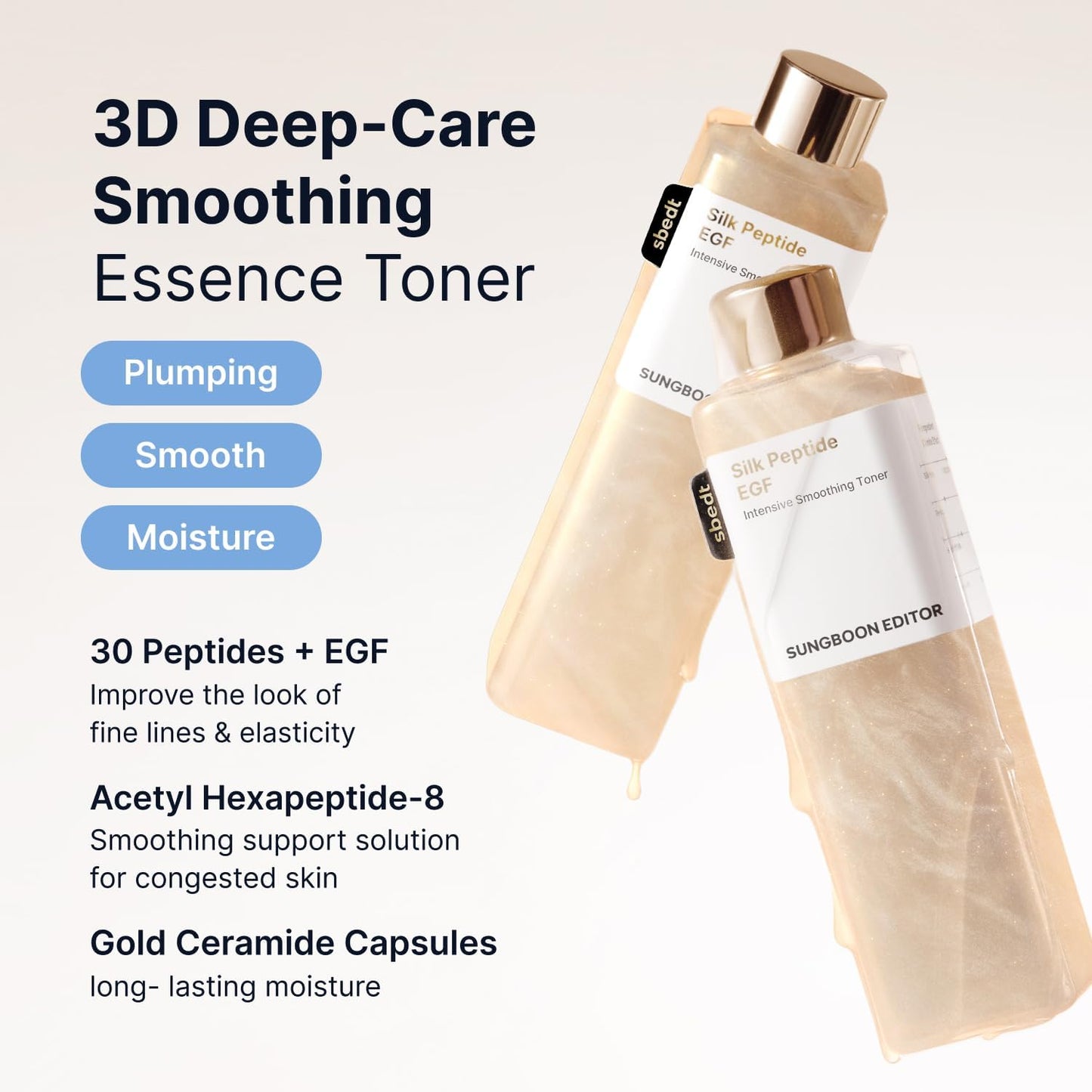 SUNGBOON EDITOR Silk Peptide EGF Facial Toner with Copper Peptides for Sensitive Skin. Moisture & Smoothing Care for fine Lines. Firm-Looking Radiance. Korean Skincare 10.14 fl oz