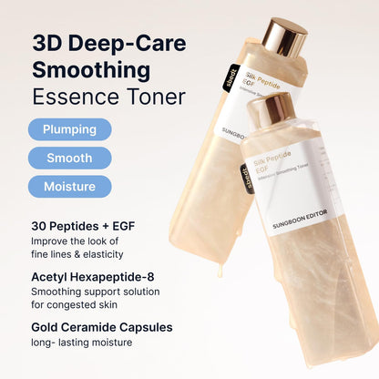 SUNGBOON EDITOR Silk Peptide EGF Facial Toner with Copper Peptides for Sensitive Skin. Moisture & Smoothing Care for fine Lines. Firm-Looking Radiance. Korean Skincare 10.14 fl oz