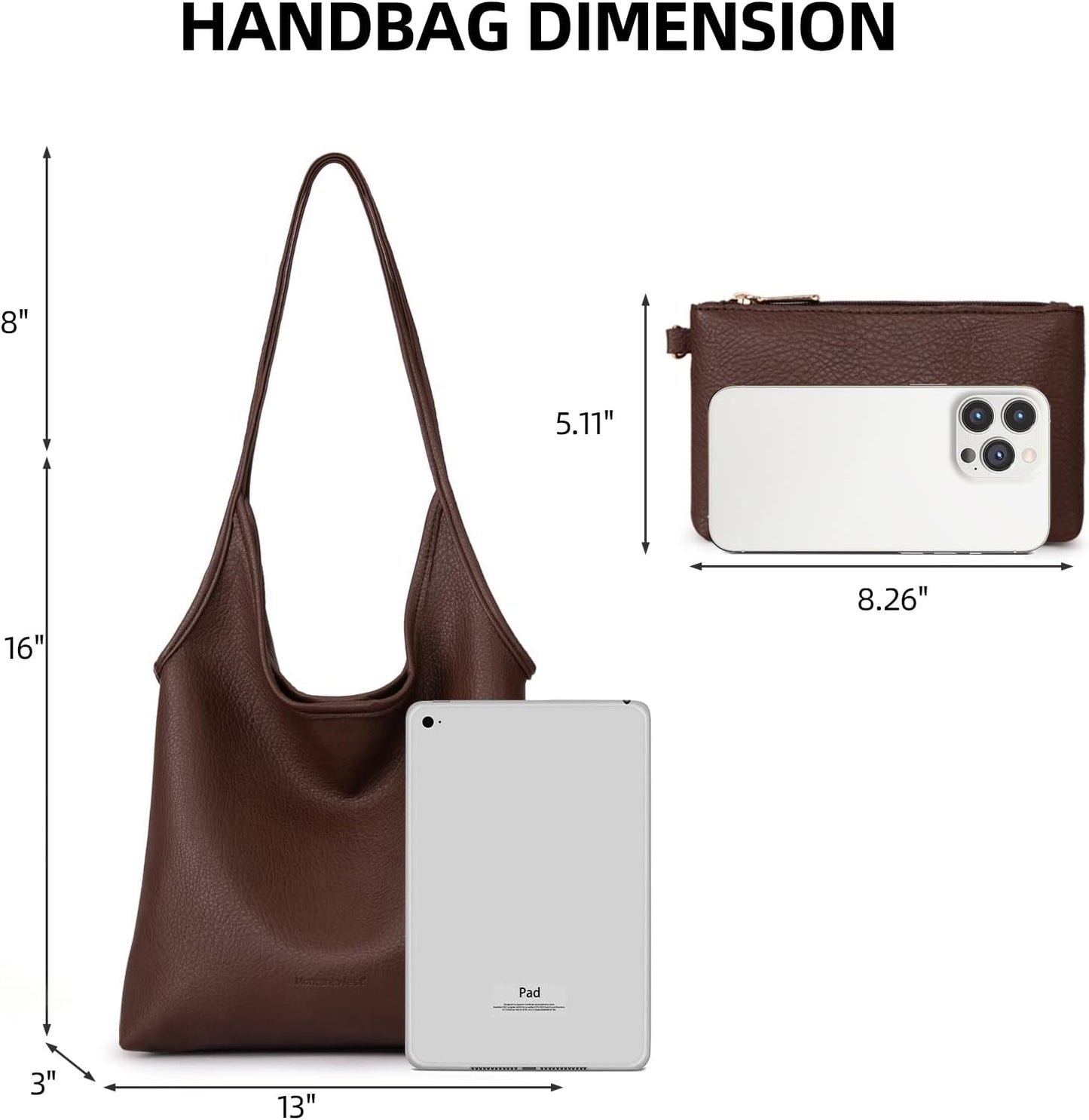 SFRCORD® Slouchy Hobo Bags for Women Soft Designer Shoulder Purses Ladies Top Handle Handbag