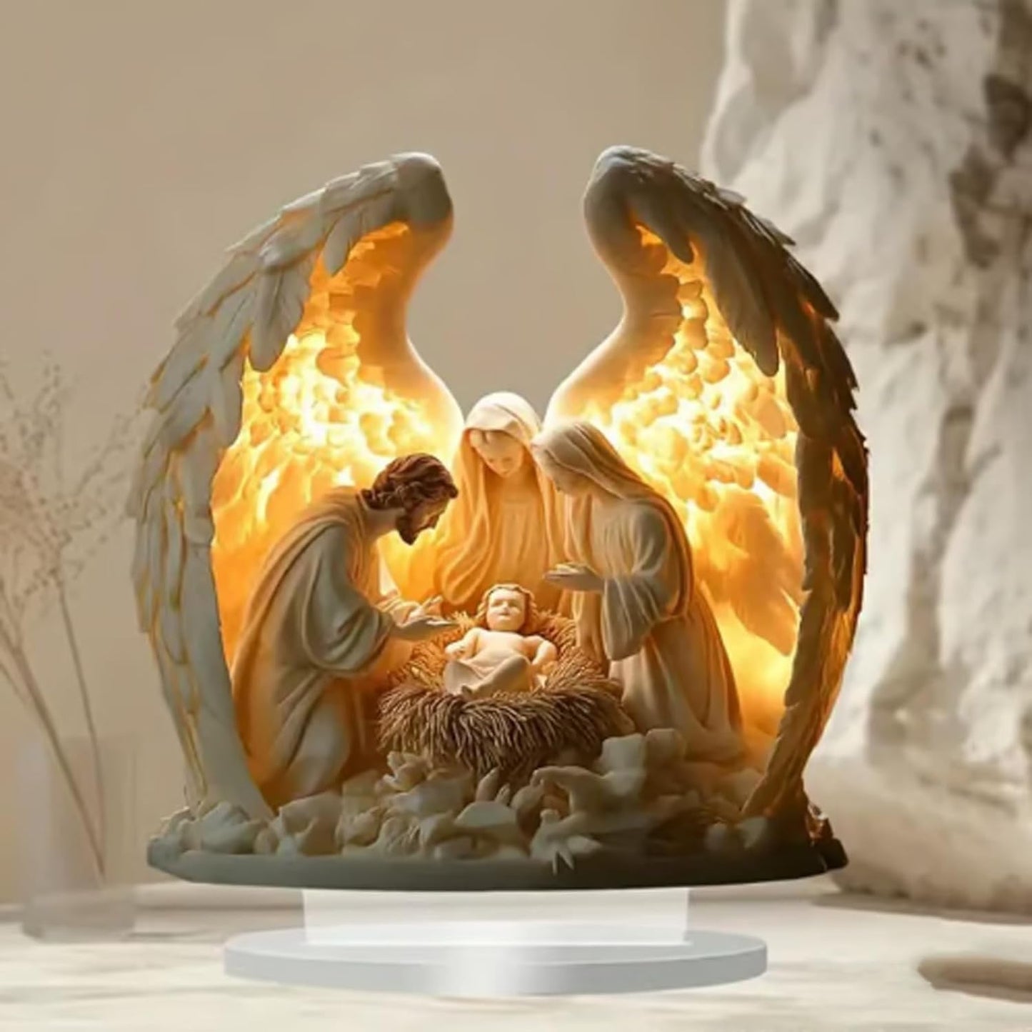 CZTICLE®  Gorgeous Angel Wings Cross Decoration. Finely Detailed Wings Gracefully Wrap Around The Cross. Elegant Boho Style. Premium Acrylic Material. 2025 (White1)x