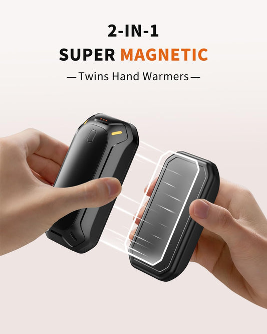CILIFER® 2 Pack Hand Warmers Rechargeable.Electric Hand Warmer. Double-Sided Warming Portable Heater Reusable. 12 Max Heating Time Pocket Hand Warmers Gifts for Women Men
