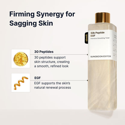 SUNGBOON EDITOR Silk Peptide EGF Facial Toner with Copper Peptides for Sensitive Skin. Moisture & Smoothing Care for fine Lines. Firm-Looking Radiance. Korean Skincare 10.14 fl oz