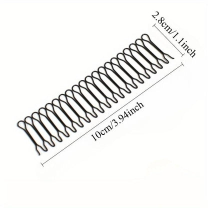 6 Pcs Metal Hair Wavy Comb, Safe Elastic Multifunction Anti Slip Fashionable Hair Clip Comb Waterproof for Washing