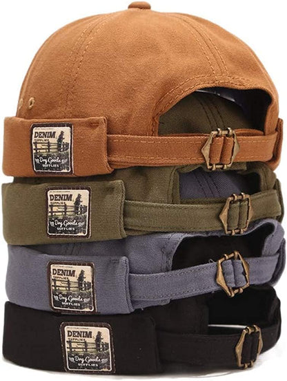 Cilifer® Cotton Patch Brimless Skullcap Sailor Cap Rolled Cuff Retro Beanie Hat 4 Pack