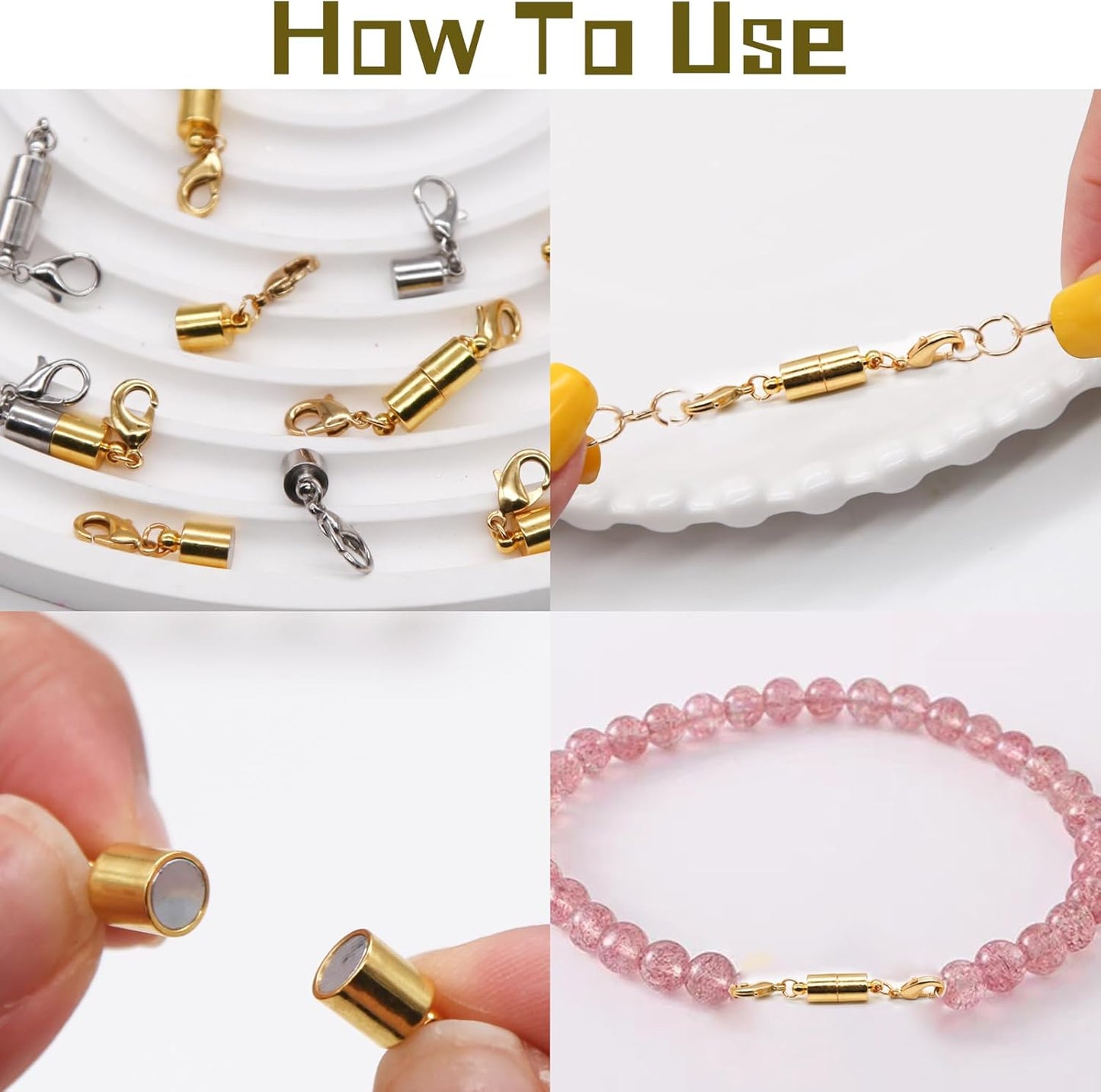 CZTICLE® Magnetic Necklace Clasp with Double Lobster Clasps 18K Gold and Silver Necklaces Chain Extender Connector (12Pcs