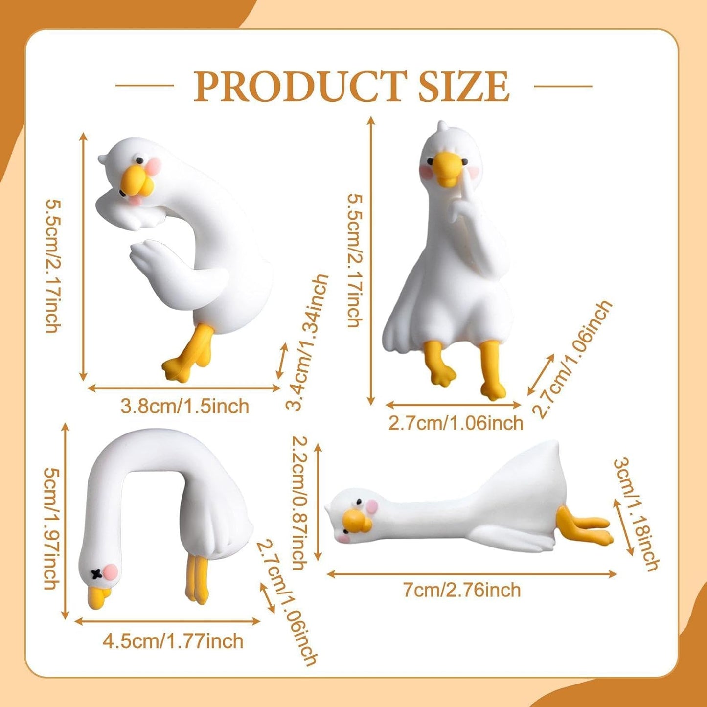 CILIFER® 4-piece set of 3D crafted goose statues as computer decorations, suitable for placement on office bookshelves