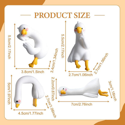 CILIFER® 4-piece set of 3D crafted goose statues as computer decorations, suitable for placement on office bookshelves