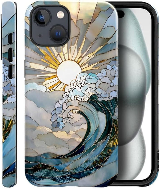 Cilifer® Ocean sunset and sunrise glass phone case.