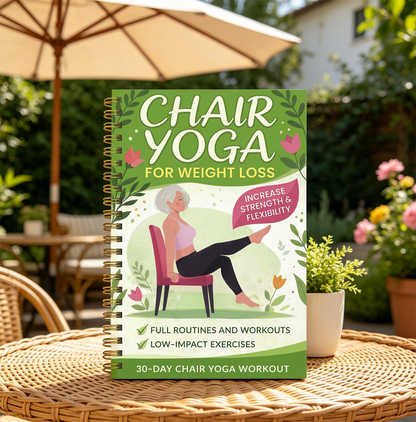 30-Day Chair Yoga Weight Control Spiral-Bound Notebook & Step-by-Step Exercise Guide