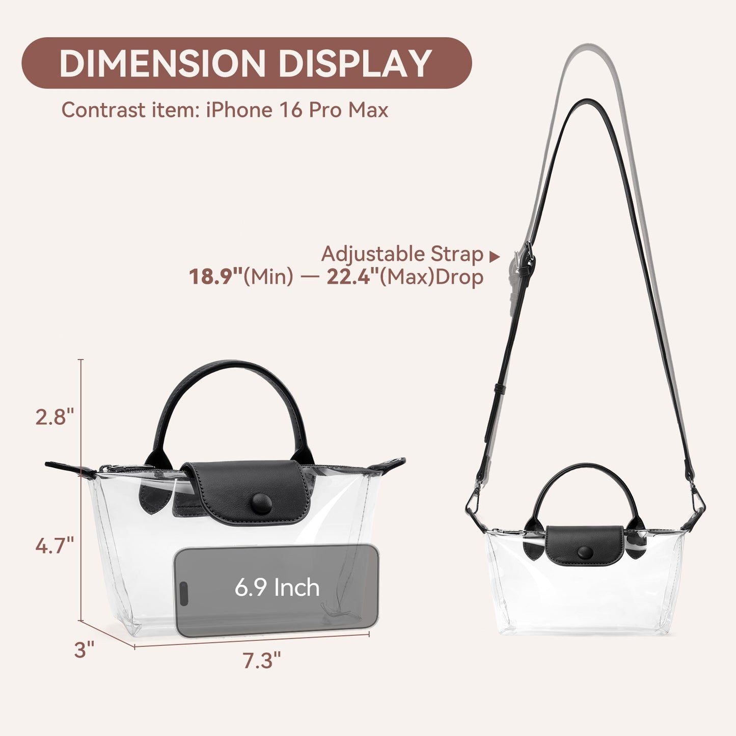 SFRCORD® PVC Bag Clear Stadium Approved Crossbody Handbags For Concerts Sports Events