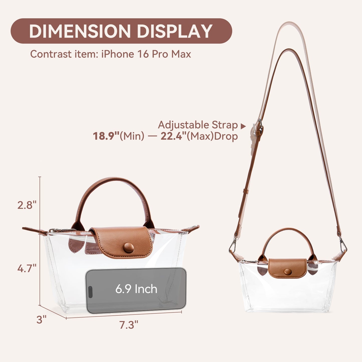 SFRCORD® PVC Bag Clear Stadium Approved Crossbody Handbags For Concerts Sports Events