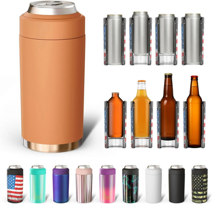 CZTICLE® Universal Buddy Can Cooler - Fits All - For Regular 12 & 16 oz or Slim-Size Bottles - Insulated Double -Walled Stainless Steel (All white)