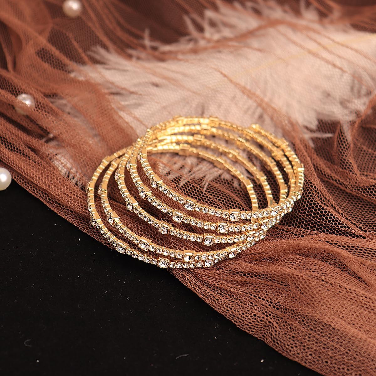 CZTICLE®Shining Layered Crystal Bracelet Cuff for Women Vintage Rhinestone Half Open Cuff Bangle Wrist Bracelet Bride Wedding Bracelet Jewelry