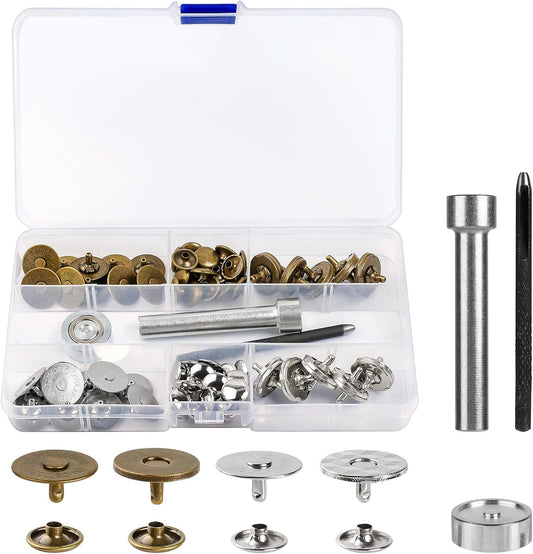CILIFER® 20 Sets 18MM Magnetic Buttons Clasp Snaps Fastener with Install Tool Magnetic Round Snaps DIY Craft Buttons Kit for Sewing, Craft, Purses, ...