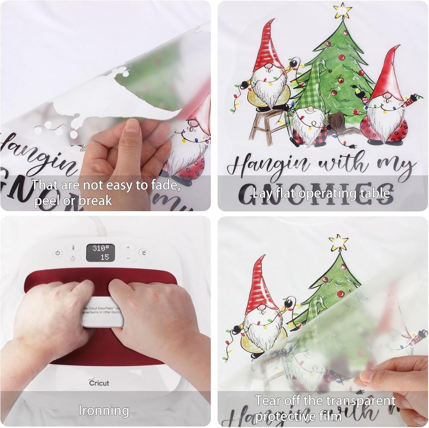 CILIFER® 12 Sheets Christmas Heat Transfers Vinyl.Christmas Iron On Transfers for T-Shirts.Holiday HTV Vinyl Iron on Decals for Clothes Pillow Hoodie DIY Crafts