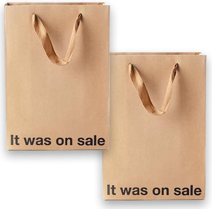 CILIFER® MilkToast Brands Funny Gift Bags. 11 x 8 x 4 Size. Just Smile And Say You Love It. Pack of 2 Brown Kraft Paper Bags with Sarcastic Phrases. Funny Gift Bags for Christmas and White Elephant Gifts