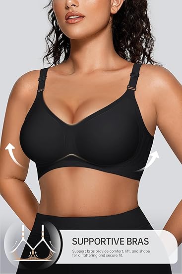 SFRCORD® Wireless V Neck Bra with Front-Adjustable Straps