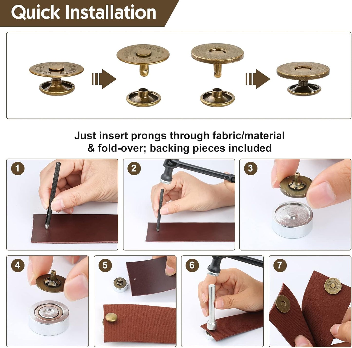 CILIFER® 20 Sets 18MM Magnetic Buttons Clasp Snaps Fastener with Install Tool Magnetic Round Snaps DIY Craft Buttons Kit for Sewing, Craft, Purses, ...