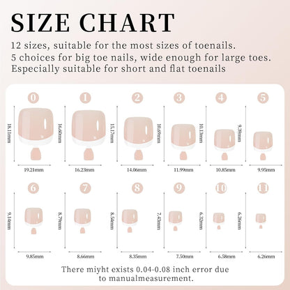 CZTICLE® 120Pcs Toe Nail Tips - Gradient Press on Toenails Short Brown White Toe Nail Press ons.Square Soft Gel Toe Press on Nails.Glossy Soak Off Fake Toe Nails for Women and Girls