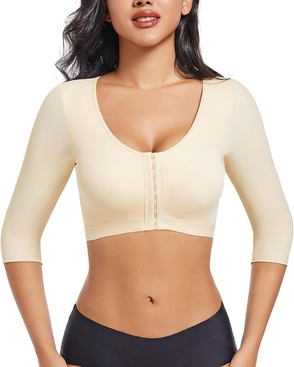 SFRCORD® Post Op Arm Compression Sleeve Lipo Front Closure SFRCORD Post Surgery Bra Shapewear Garments Surgical Back Fat Support Shaper
