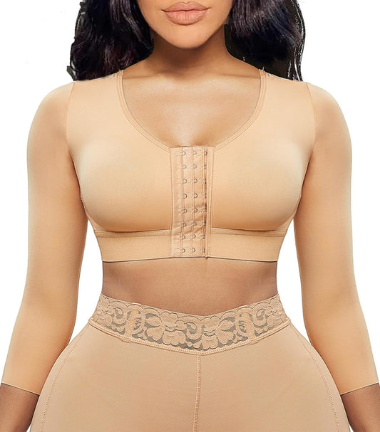 SFRCORD® Post Op Arm Compression Sleeve Lipo Front Closure SFRCORD Post Surgery Bra Shapewear Garments Surgical Back Fat Support Shaper