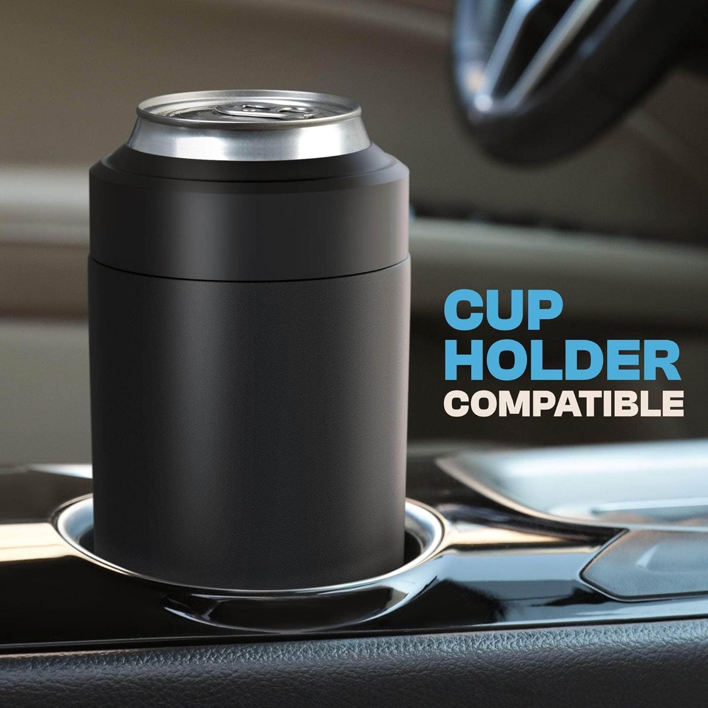 CZTICLE® Universal Buddy Can Cooler - Fits All - For Regular 12 & 16 oz or Slim-Size Bottles - Insulated Double -Walled Stainless Steel (All white)