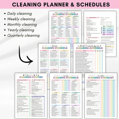 Cilifer® 2 Pack Cleaning Planner. Cleaning Schedule and Checklist Organizer. Daily Weekly Monthly Household Cleaning Planner. Chore Chart Notebook for Home. Family Cleaning Tasks. DIY Home Improvement. Editable Template