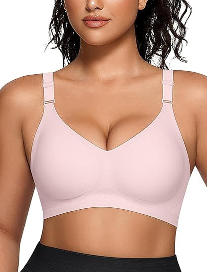 SFRCORD® Wireless V Neck Bra with Front-Adjustable Straps