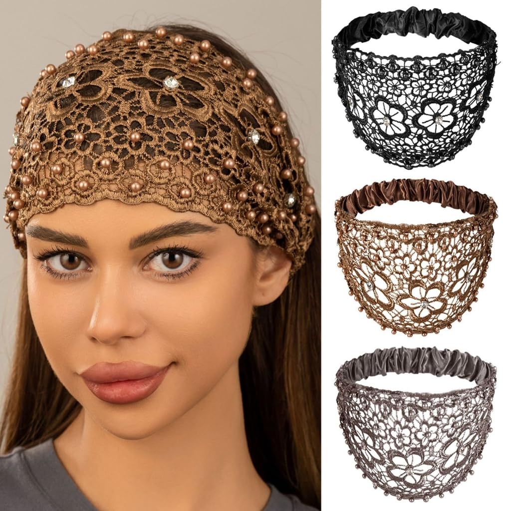 SFRCORD® Elegant Tall Skull Beaded Flower Headband. 1920s Headpiece. For Women. Hair Styling Decoration.
