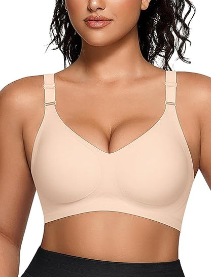 SFRCORD® Wireless V Neck Bra with Front-Adjustable Straps