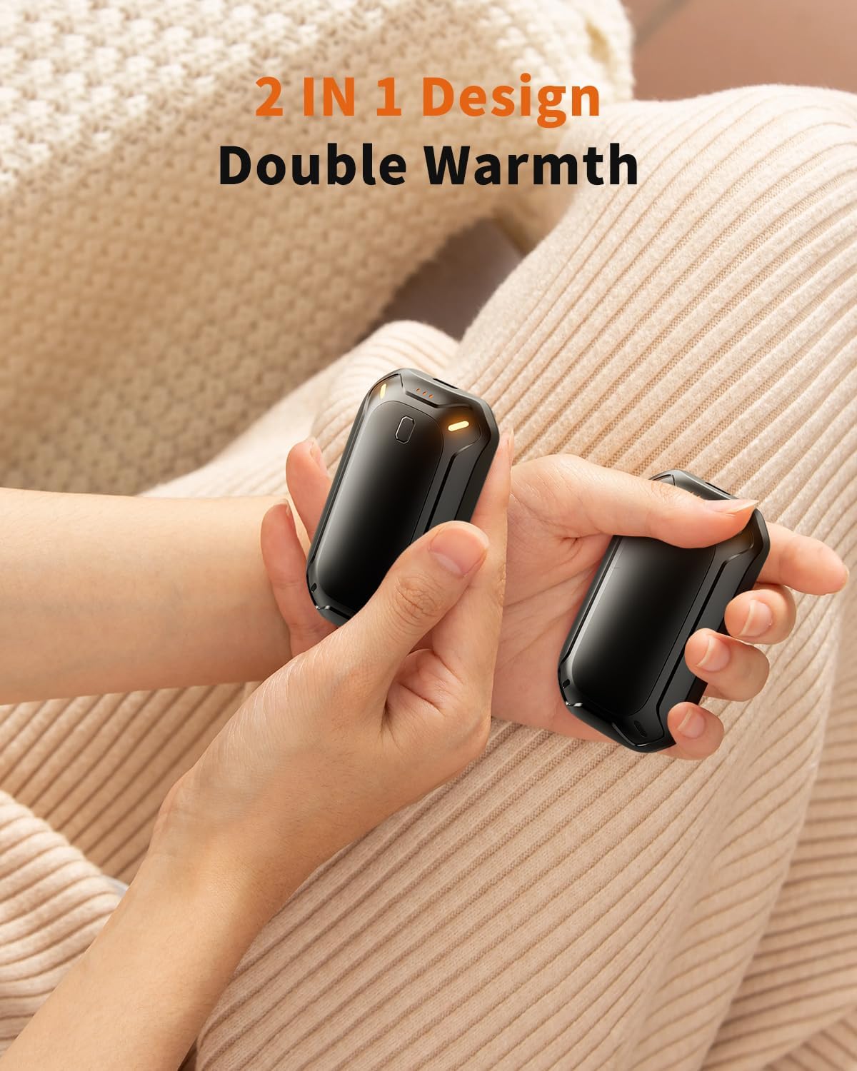 CILIFER® 2 Pack Hand Warmers Rechargeable.Electric Hand Warmer. Double-Sided Warming Portable Heater Reusable. 12 Max Heating Time Pocket Hand Warmers Gifts for Women Men
