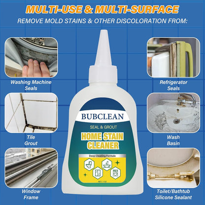 BUBCLEAN Home Stain Remover Gel Cleaner. Heavy Duty Black Surface Stain Cleaner for Washing Machine. Bathroom Grout. Shower. Bathtub. Tile. Fridge Rubber. Kitchen Sinks. 1 Pack