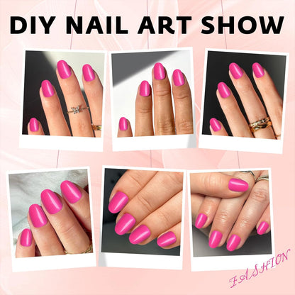 Cilifer® Hot Pink Press on Nails Short Oval Fake Nails.