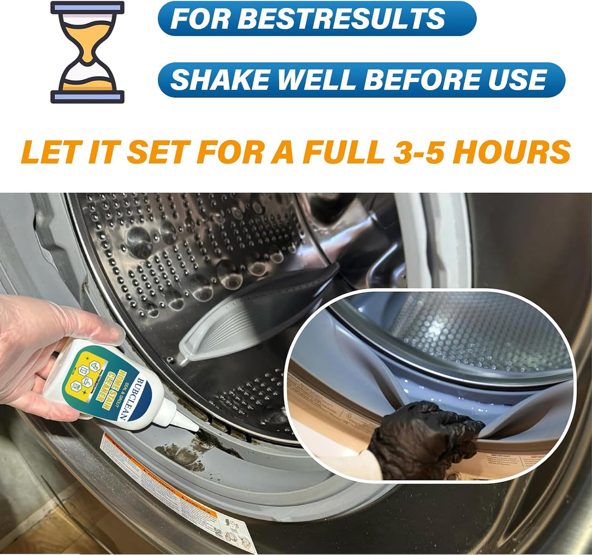 BUBCLEAN Home Stain Remover Gel Cleaner. Heavy Duty Black Surface Stain Cleaner for Washing Machine. Bathroom Grout. Shower. Bathtub. Tile. Fridge Rubber. Kitchen Sinks. 1 Pack