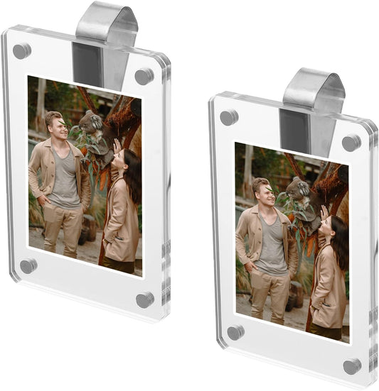 CZTICLE® 4Pcs Photo Car Visor Clips. Acrylic Magnetic Personalized Photo Holder