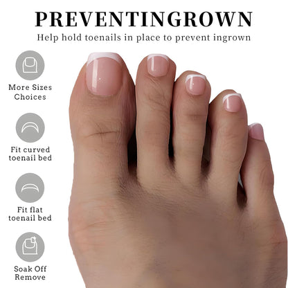 CZTICLE® 120Pcs Toe Nail Tips - Gradient Press on Toenails Short Brown White Toe Nail Press ons.Square Soft Gel Toe Press on Nails.Glossy Soak Off Fake Toe Nails for Women and Girls